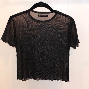 Brandy Melville Sparkly Sheer Short Sleeve Shirt